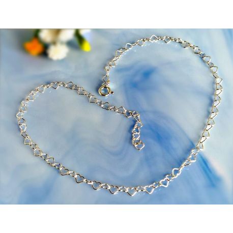 Fußkettchen Silber 925 24 -33 cm Herzen Silberschmuck fr73