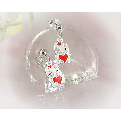 Kinder Ohrstecker Katze Silber 925 AK46