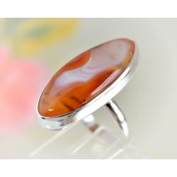 Ring Silber 925 Achat orange 18mm SS96