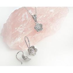 Schmuckset Silber 925 Blumen SET-137