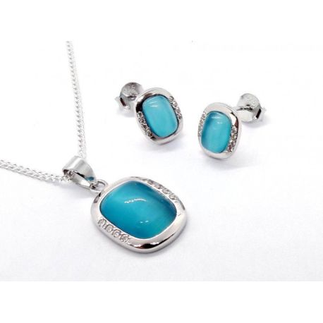Schmuckset Katzenauge Silber 925 SET-123