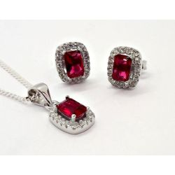 Schmuckset Zirkonia Silber 925 rot SET-124