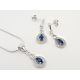 Schmuckset Zirkonia Silber 925 blau SET-128