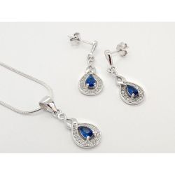 Schmuckset Zirkonia Silber 925 blau SET-128
