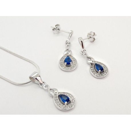 Schmuckset Zirkonia Silber 925 blau SET-128
