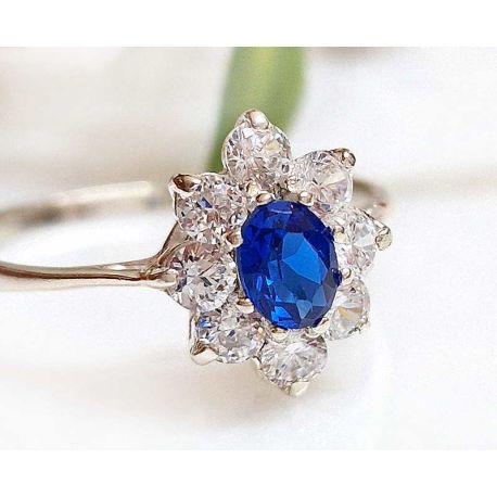 Ring Silber 925 Silberschmuck  Zirkonia weiß blau SS203
