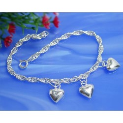 Armband Silber 925 20cm Herzen massiv SA32