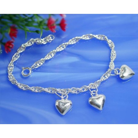 Armband Silber 925 20cm Herzen massiv SA32