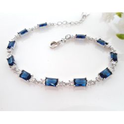 Armband Silber 925 Zirkonia blau fa122