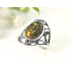 Bernstein Ring grün gelb Silber 925 16,5mm BR349