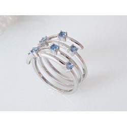 Ring Silber 925 19mm Zirkonia blau SS147