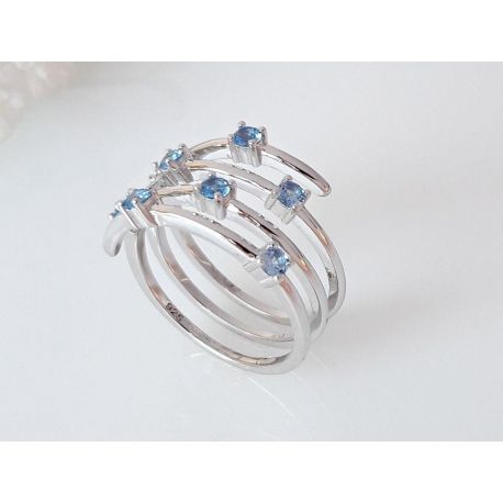 Ring Silber 925 19mm Zirkonia blau SS147
