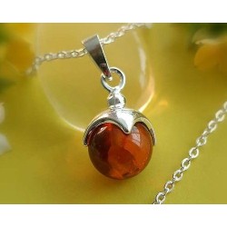 Bernstein Kugel  Anhänger Silber 925 Bernsteinschmuck YZ