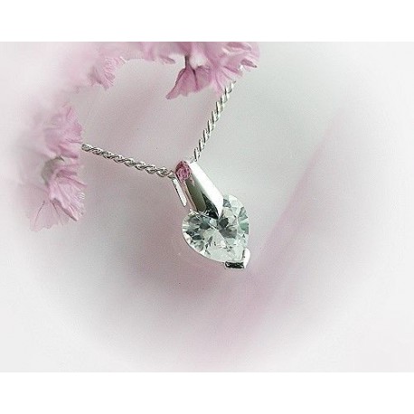 Silberschmuck - Herz-Anhänger Silber-925 Zirkonia weiss  SP11