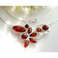 Bernstein Collier Kette Silber 925 BC33