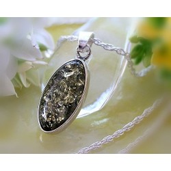 Bernstein Anhänger oval grün Silber-925 BW40