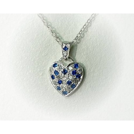 Herz Silber Anhänger Herz Zirkonia blau Silber-925  ST-1