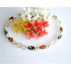 Bernstein Armband Silber 925 mehrfarbig 19,5 cm Sterlingsilber bb68