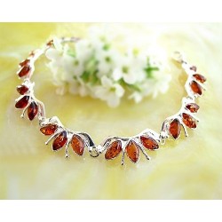 Bernstein Armband Silber 925 braun cognac 19 cm Sterlingsilber bb77