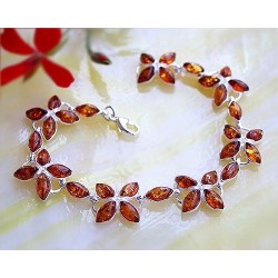 Bernstein Armband Silber 925 braun cognac 19,5 cm Sterlingsilber bx59