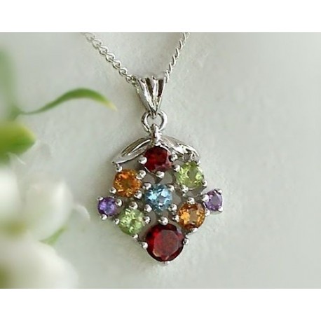 Damen Anhänger Silber-925 Multicolor Silberschmuck  ES04