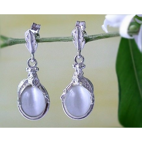 Ohrstecker Silber 925 oval weiß ms52