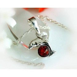 Bernstein Delfin Anhänger Silber-925 BA84