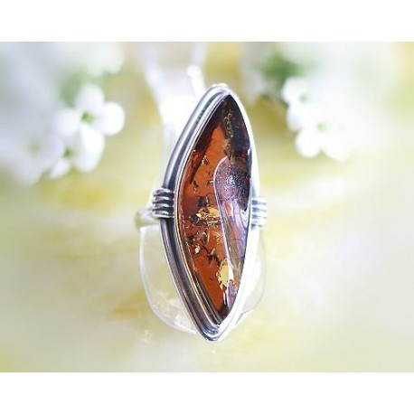 Bernstein Ring Silber 925 Bernsteinschmuck BY12