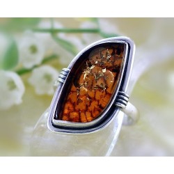 Bernsteinring Silber 925 braun Bernsteinschmuck bk86