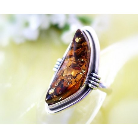 Bernstein Ring 17 mm Silber 925 Bernsteinschmuck bg39