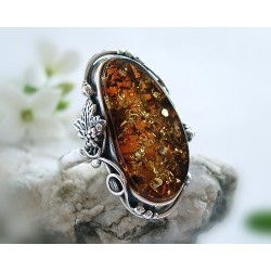 Bernstein Ring Silber 925 Bernsteinschmuck 21 mm  BG51