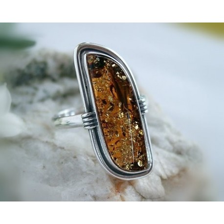 Bernstein Ring Silber 925 Bernsteinschmuck 21 mm BG57