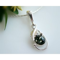 Bernstein Anhänger oval grün Silber-925 BI23