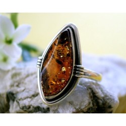 Bernstein Ring Silber 925 Bernsteinschmuck 20 mm BN23