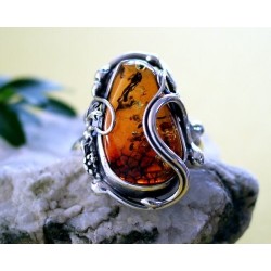 Bernstein Ring Silber 925 Bernsteinschmuck 20,5 mm BN09