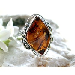 Bernstein Ring Silber 925 Bernsteinschmuck 20,5 mm BG94