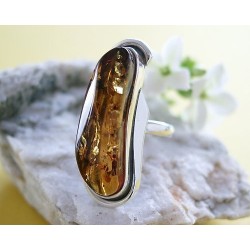 Bernstein Ring Silber 925 Bernsteinschmuck 17 mm BG96