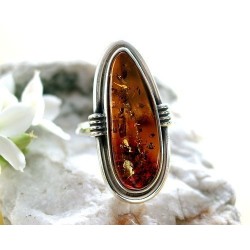 Bernstein Ring Silber 925 Bernsteinschmuck 18 mm BG85