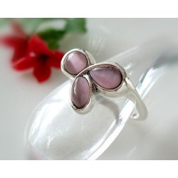 Mondsteinschmuck - Ring mit Katzenaugen rosa Silber-925 (MS71)