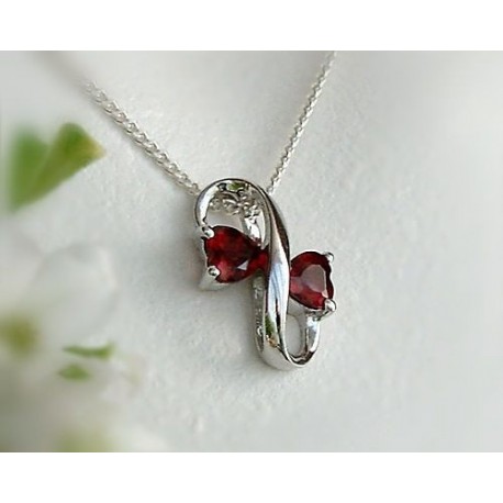 Herzen Anhänger  Granat rot Silber 925  ES26