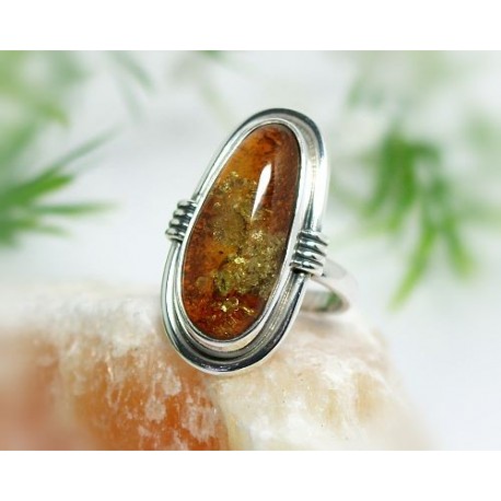 Bernstein Ring Silber 925 Bernsteinschmuck 17 mm  BN27