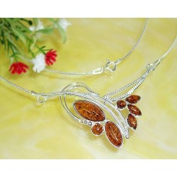 Bernsteinschmuck  Bernstein Collier Silber 925 BE18