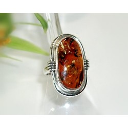 Bernstein Ring Silber 925 Bernsteinschmuck 17 mm BN45