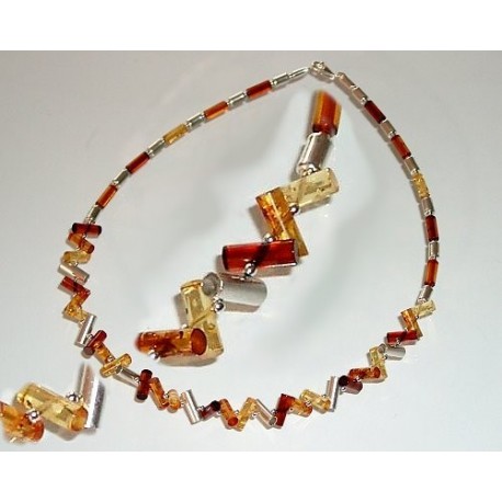 Bernsteinkette  Bernstein Collier  Silber 925  BE49