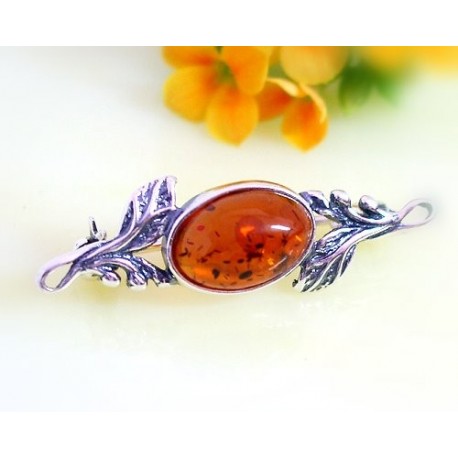 Bernstein Brosche Silber 925 Bernsteinschmuck BO83