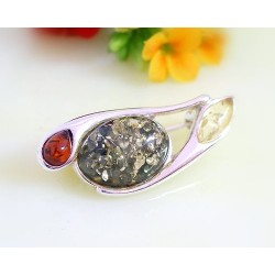Bernstein Brosche Silber 925 Bernsteinschmuck BO88
