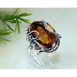 Bernstein Ring Silber 925 19 mm Bernsteinschmuck CI71