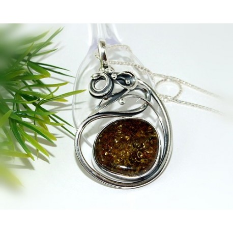 Bernsteinschmuck - Bernstein-Anhänger  Silber-925  (CL10)
