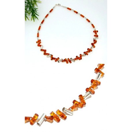 Bernsteinschmuck - Bernstein-Collier  Silber-925  (CH47)