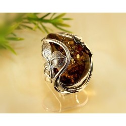 Bernstein Ring Silber 925 Bernsteinschmuck 18 mm CI52